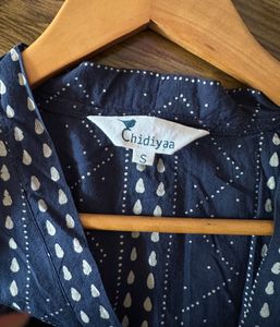 Blue Blockprinted Jal Cotton Dress