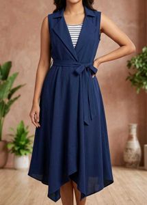Chic Sleeveless Navy Blue Dress