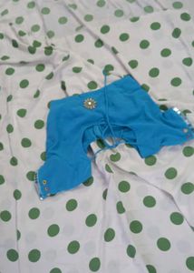 Blue Polka Dot Saree Blouse