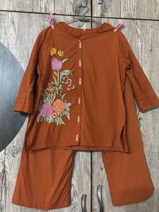 Orange Embroidered co-ord  Set
