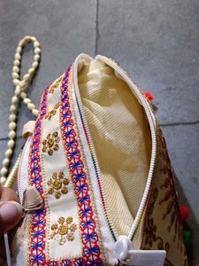 Embroidered Peacock Clutch with Beaded Strap