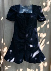 121110. Chic Dark Blue Ruched Mini Dress