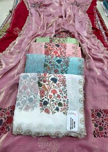 Elegant White Floral Printed Saree