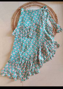 Stylish Teal Printed Co-ord Set blue and Pink