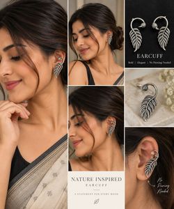 Oxidised Feather Earrings