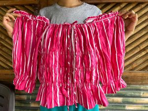 Chic Striped Off-Shoulder Peplum Top