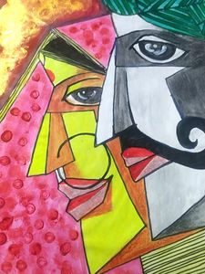 A Beautiful Krishna Ji Radhaji Portrait Painting