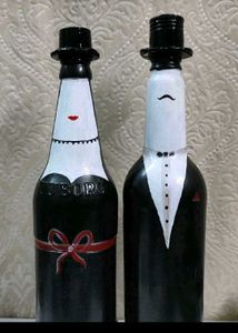 Upcycled Tuborg Bottle Art - Mr. & Mrs.