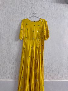 Yellow Kurta with Mirror Work