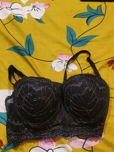 Lace Detail Black Bra