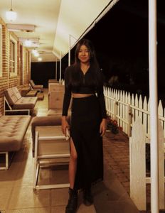 Chic Black Maxi Skirt with Tassels