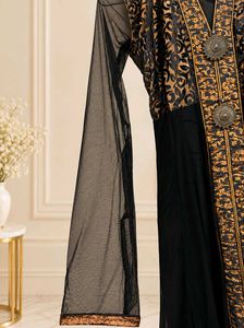 Elegant Black &amp; Gold Anarkali Set