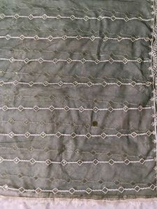 Embroidered Net Dark green dupatta