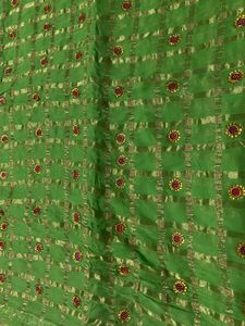 Vibrant Green Embroidered Saree