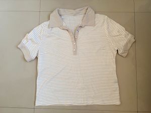 Striped Polo Neck T-Shirt