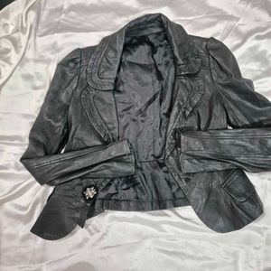 Black Leather Blazer Jacket