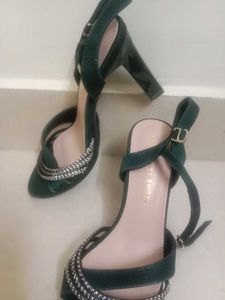 Emerald Green Embellished Heels