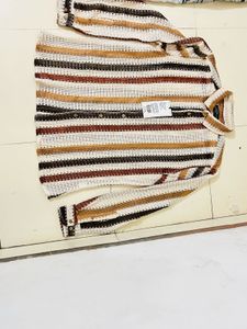 Size L Man Crochet Slim Fit Shirt