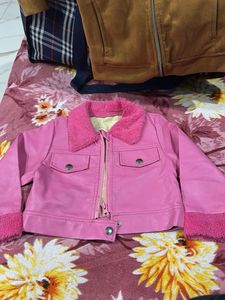Pink Faux Leather Jacket