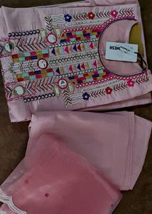 Elegant Peach Embroidered Kurta Set