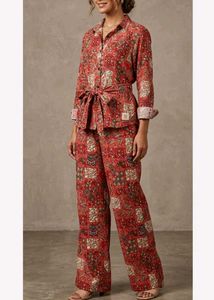 Bohemian Red Patchwork Print Co-ord Set