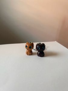 Wooden Carved Cat Charms
