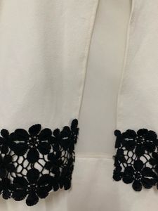 Women's White Dress with Black Lace Detail