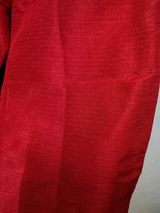 Vibrant Red Silk Blend Pants