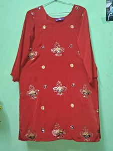 Beautiful Red Embroidered Kurta of 1