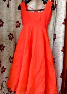 Vibrant Orange Fit &amp; Flare Dress