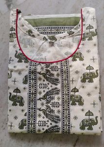 Elephant & Peacock Print Kurti