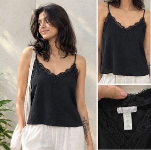 Black Lace Trim Camisole Top