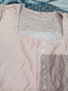 Cute Pink Textured Long Sleeve Top