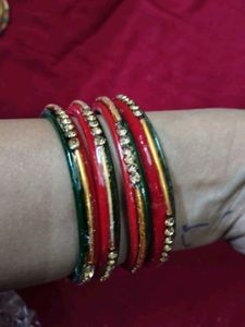 Red &amp; Green Beaded Bangles