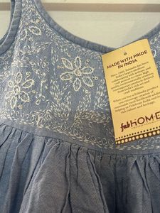 Boho Embroidered Blue Cotton Dress
