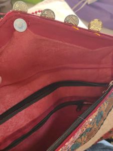 Embroidered Clutch Bag with Coins