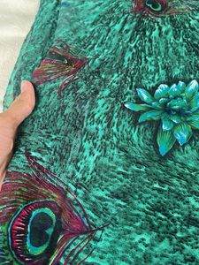 Green Peacock Print Saree