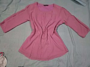 Elegant Pink Embellished Kurta Top