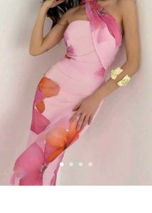 Savana Stunning Floral Print One-Shoulder Maxi