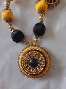 Elegant Silk Thread Necklace &amp; Earrings Set