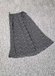 Black &amp; White Polka Dot Midi Skirt