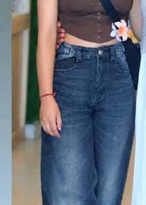 Washed Denim Jeans barrel fit jean