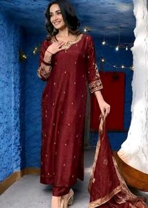 Elegant Maroon kurta set with dupatta