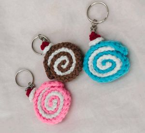 Cute Crocheted Swiss Roll Keychains