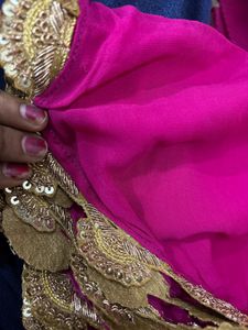 elegant pink lehenga with zardosi dupatta blouse