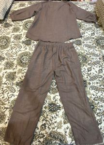 Elegant Brown Kurta and Pants Set