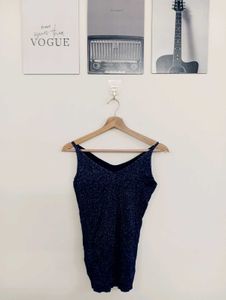 Sparkly Navy Blue V-Neck Tank Top