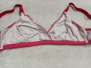 Lace Trim Pink Bra