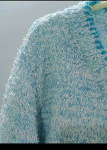 Light Blue Fuzzy Knit Cardigan