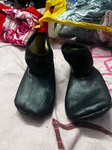 Cute Black leather waterproof snow Baby Booties